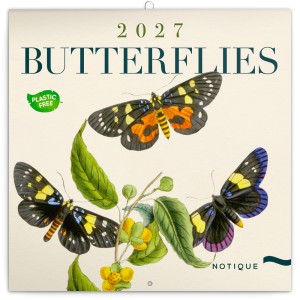Lemeznapt�r Butterflies 2027, PLAstIC FREE, 30 x 30 cm