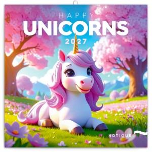 Lemeznapt�r Happy Unicorns 2027, 30 � 30 cm